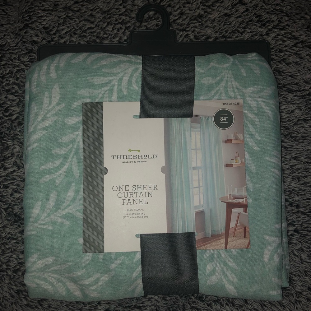 Blue Floral Sheer Curtain
